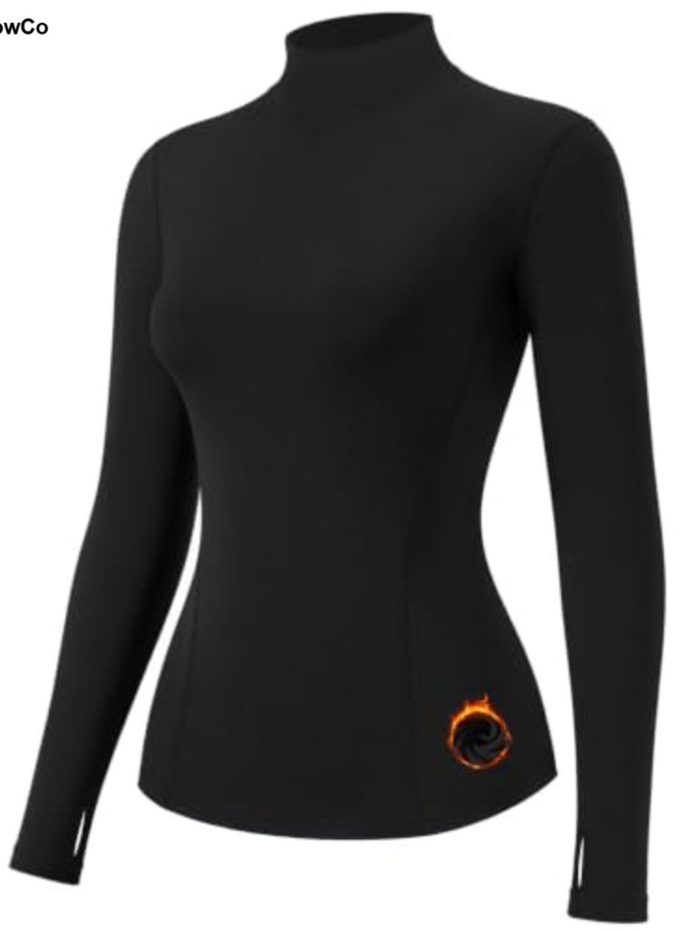 Women's Thermal Mock Neck Compression Shirt Fleece Base Layer Thumbholes
